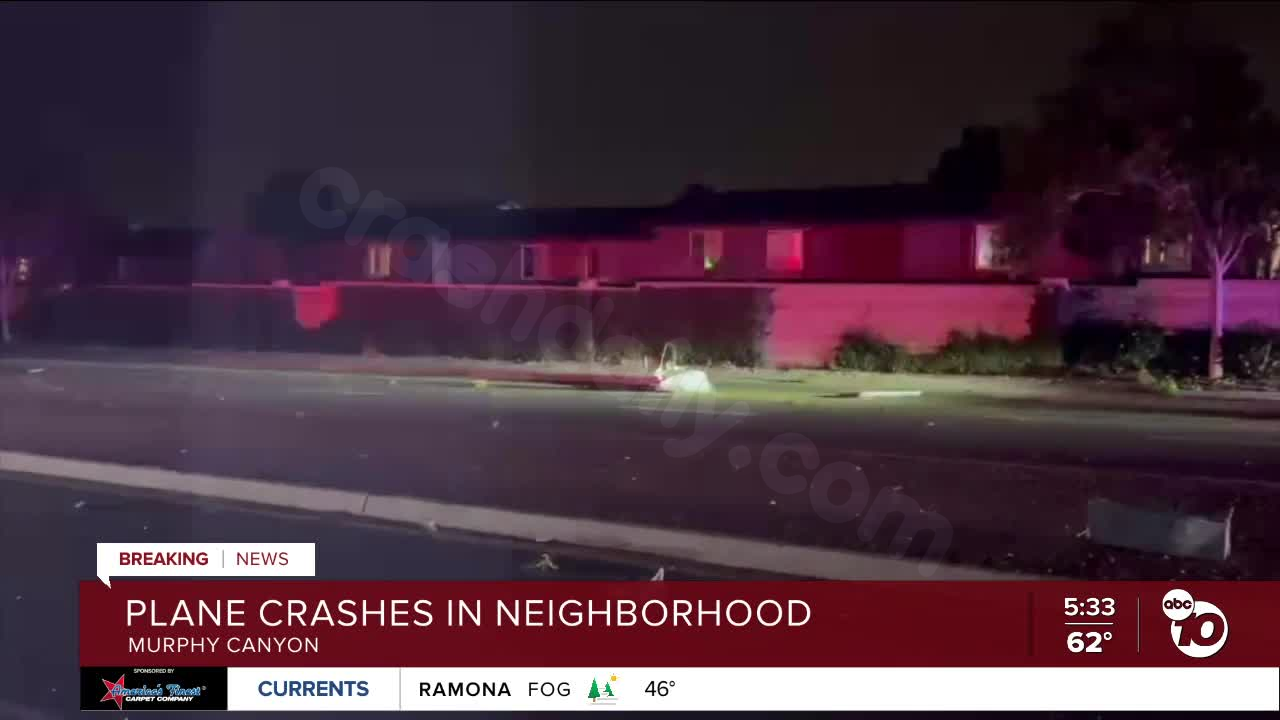Plane crash reported in San Diego's Murphy Canyon neighborhood