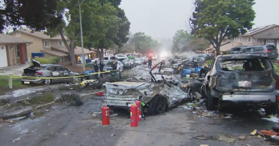 Small plane crashes into San Diego military housing neighborhood causing severe damage to homes
