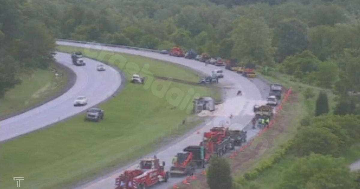 Route 422 East in Montgomery County, Pennsylvania, closed after dump truck crashes, overturns