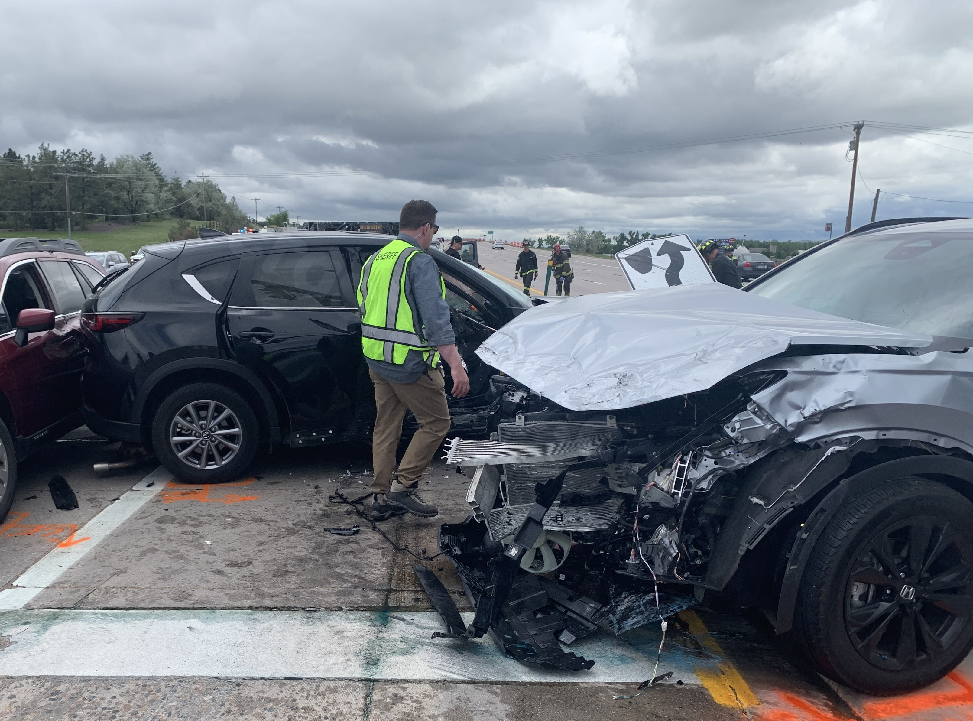 Parker Road lanes closed, 4 taken to hospital after crash near Broncos Parkway