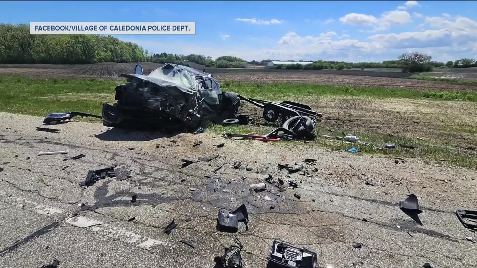 Two-vehicle crash in Caledonia; Milwaukee man dead, Racine man injured