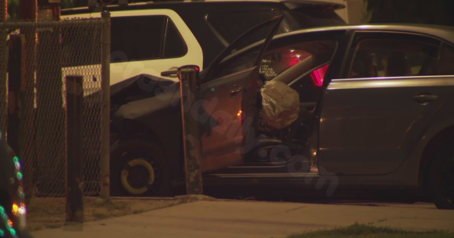 Woman found shot after car crash into light pole in Boyle Heights