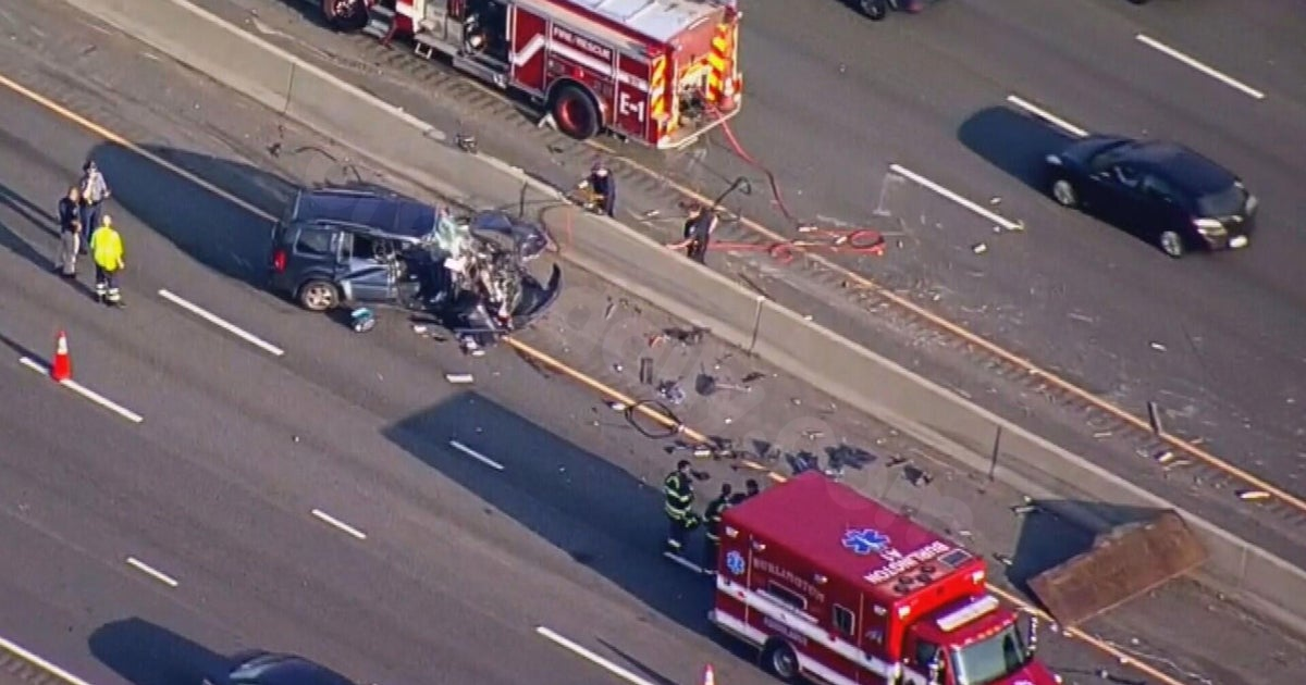 Metal plates fly onto highway after crash in Burlington, MA