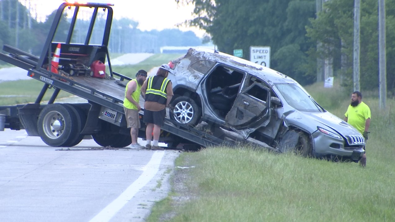 SUV plunges into West Jefferson pond, leaving two dead and three injured.