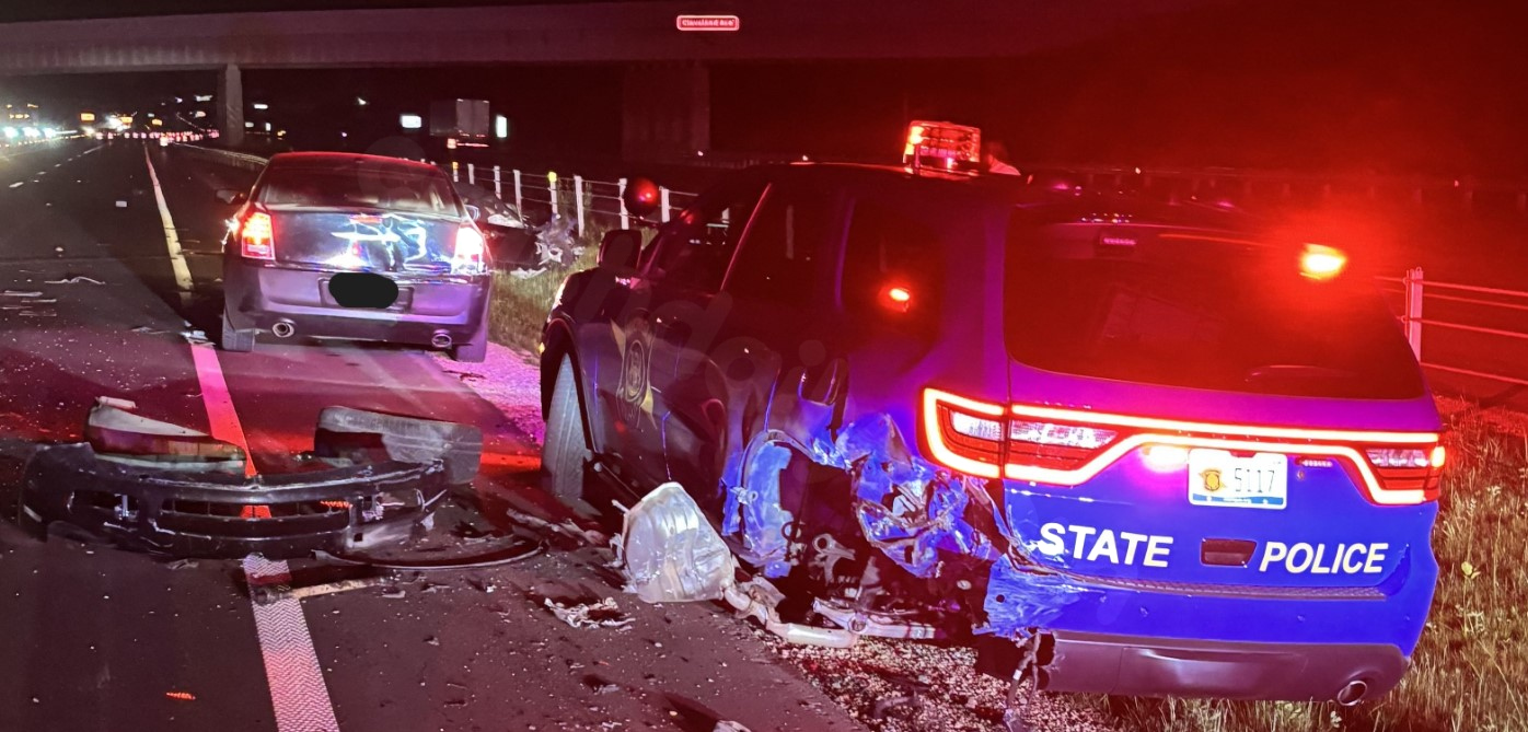 Driver from Missouri collides with Michigan State Police car while impaired by drugs