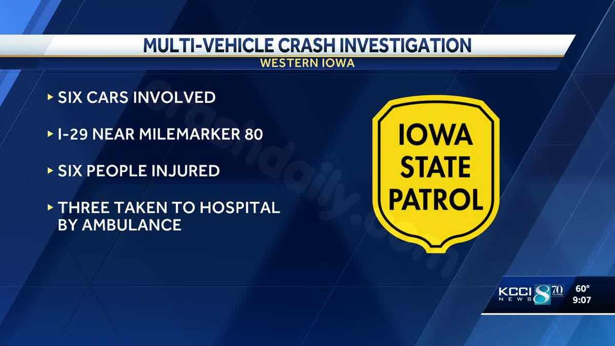 Vehicle becomes airborne in multi-car accident in western Iowa