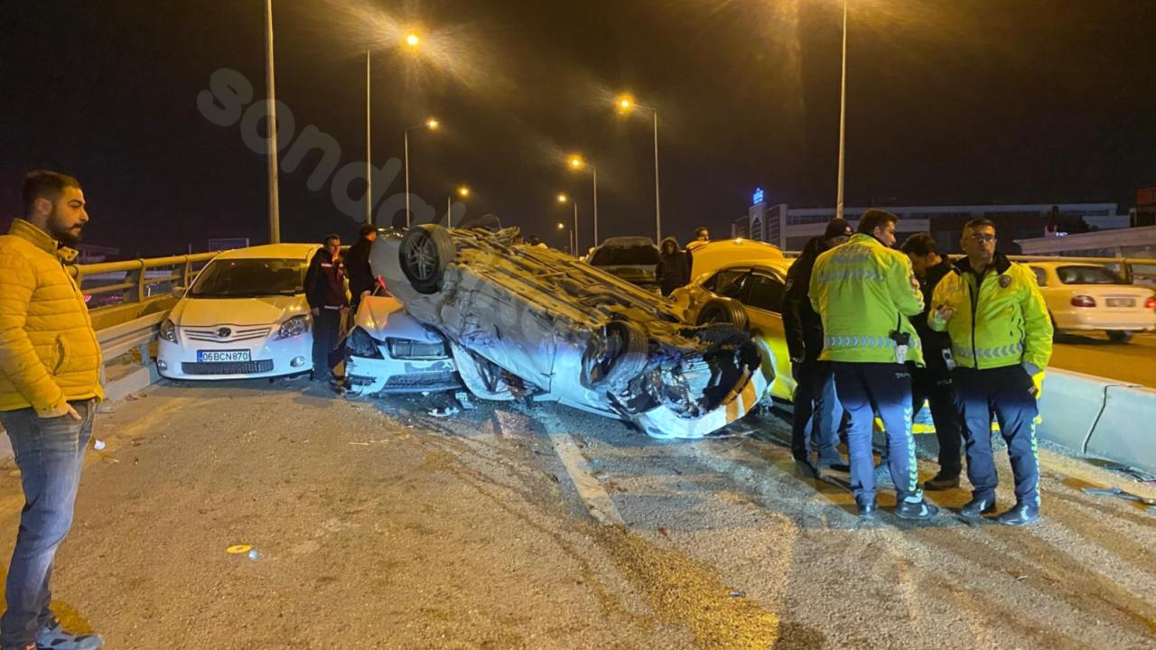 Ankara'da zincirleme kaza: 9 araç karıştı.