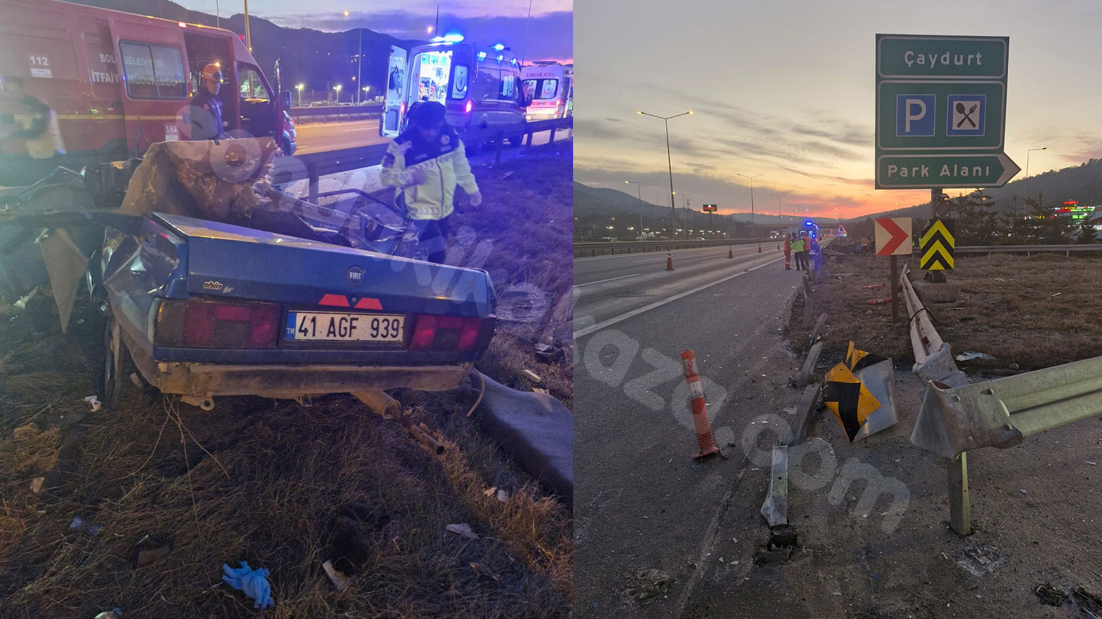 Bolu'da korkunç kaza: Otomobil bariyerlere çarptı, 3 ölü!
