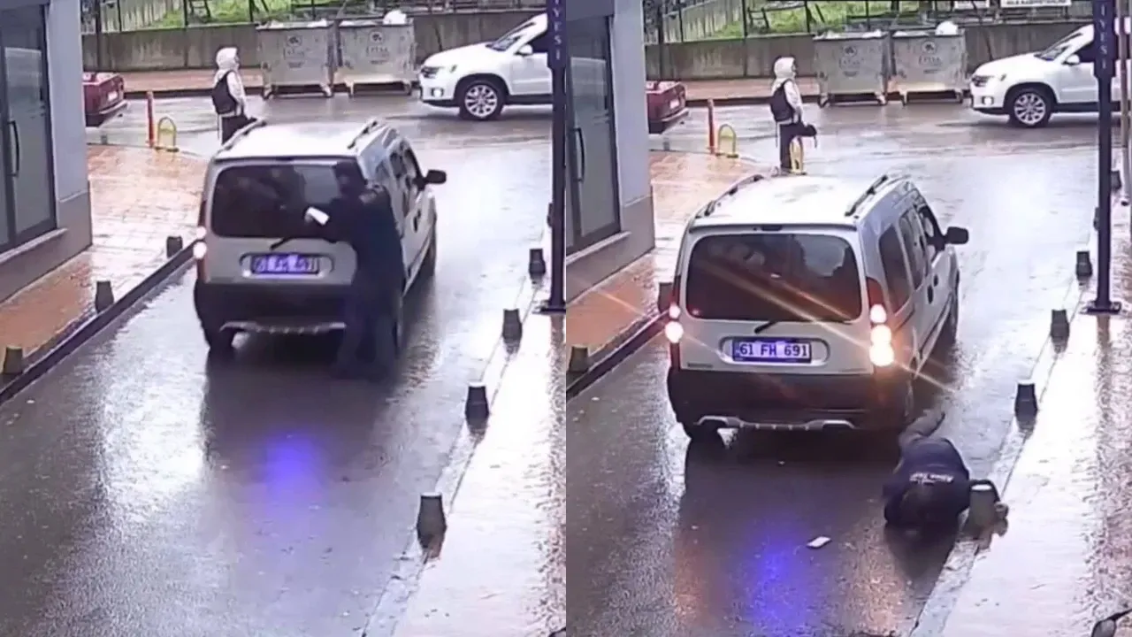 Fatsa'da Kameraya Yansıyan Trafik Kazası: Araç, Yayanın Üstüne Çıktı