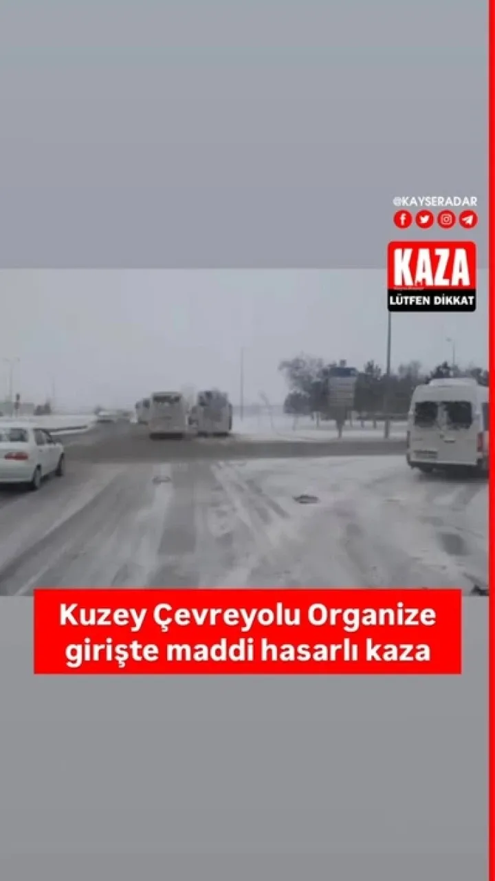 Kuzey Çevreyolu Organize girişinde maddi hasarlı kaza oldu. Sürücüler lütfen dikkatli olun.