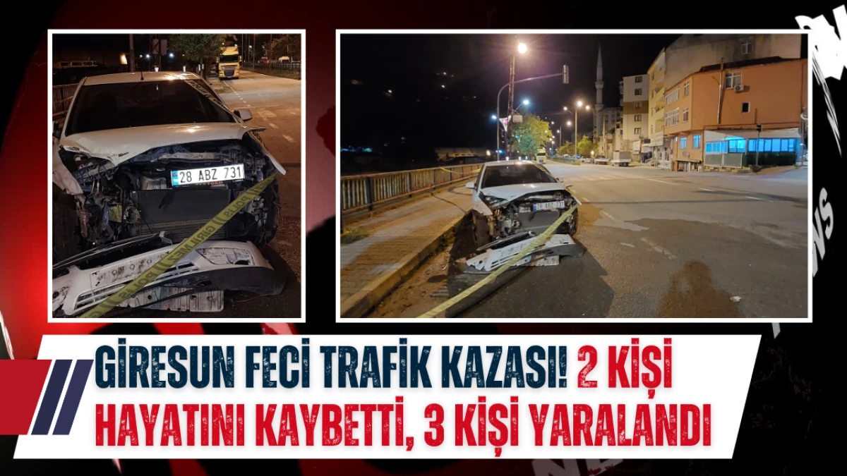 Giresun'da Trajik Trafik Kazası: 2 Kişi Hayatını Kaybetti, 3 Kişi Yaralandı
