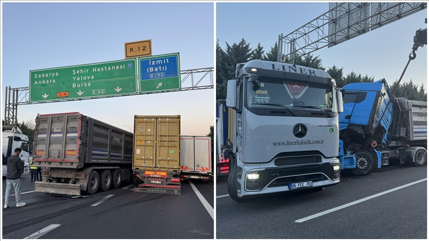 Kocaeli bölümünde zincirleme trafik kazası nedeniyle Anadolu Otoyolu'nda ulaşım sorunu yaşandı.