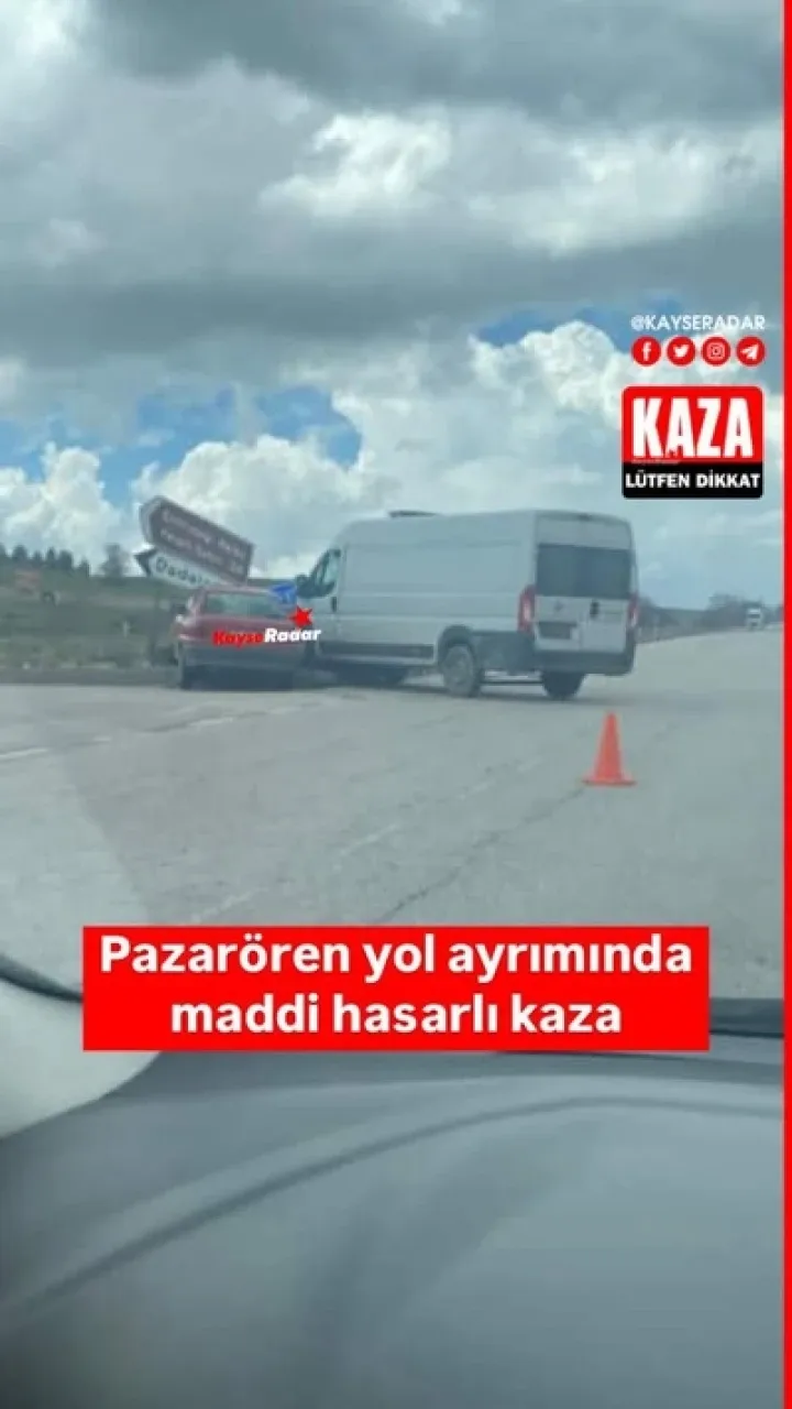 Pazarören'de maddi hasarlı kaza yaşandı, geçmiş olsun.