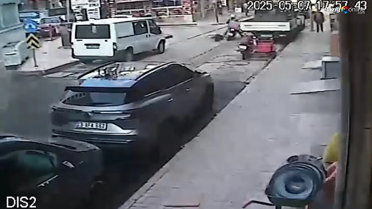 Elazığ'da Güvenlik Kamerasında Trafik Kazası: Motosiklet Kazasında Yaşlı Adam Yaralandı!