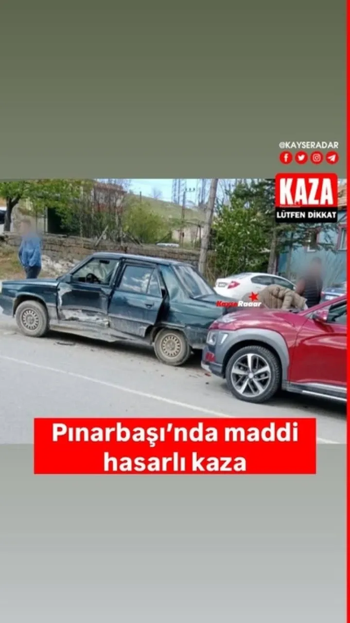 Pınarbaşı’nda maddi hasarlı trafik kazası meydana geldi