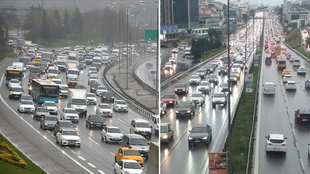 İstanbul'da yağışın da etkisiyle trafik yoğunluğu yüzde 74'e çıktı