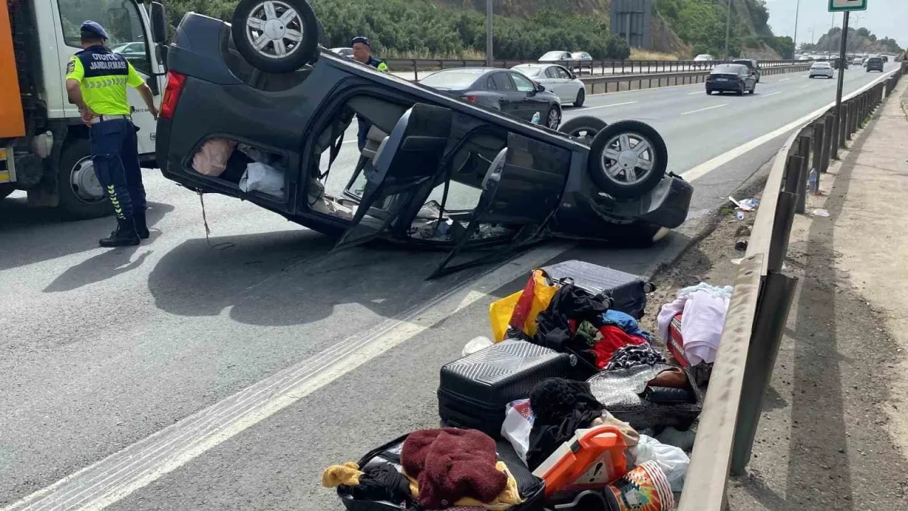 Kontrolden çıkan araç takla attı, 3 yaralı!