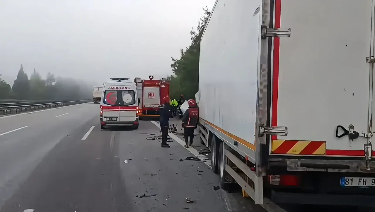 Kartepe'de trafik kazası: Tır sürücüsü olay yerinde yaşamını yitirdi