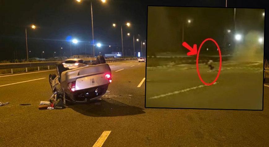 Korkunç anlar: Otomobilden düşen küçük çocuk takla attı.