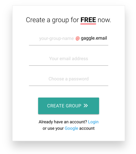 Creating a new group from the Gaggle Mail homepage