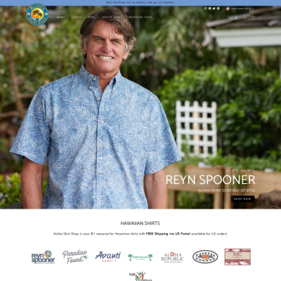 Aloha Shirt Shop website screenshot