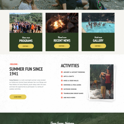 Camp Natoma website screenshot