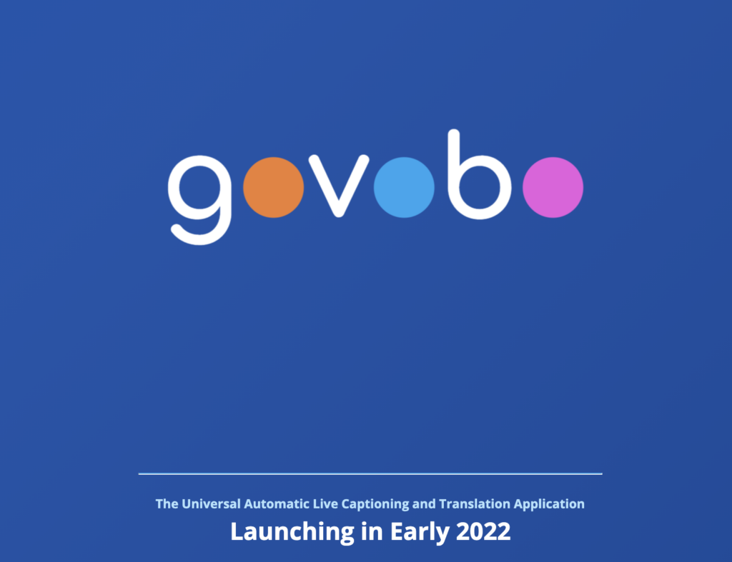 Blue background. White GoVoBo logo with three colors. White text reads Launching in Early 2022