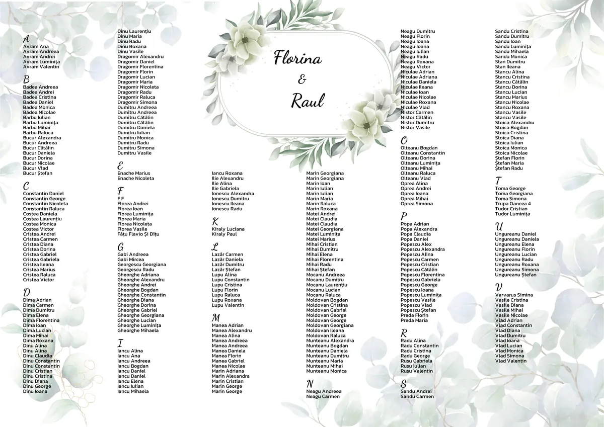 PDF seating chart