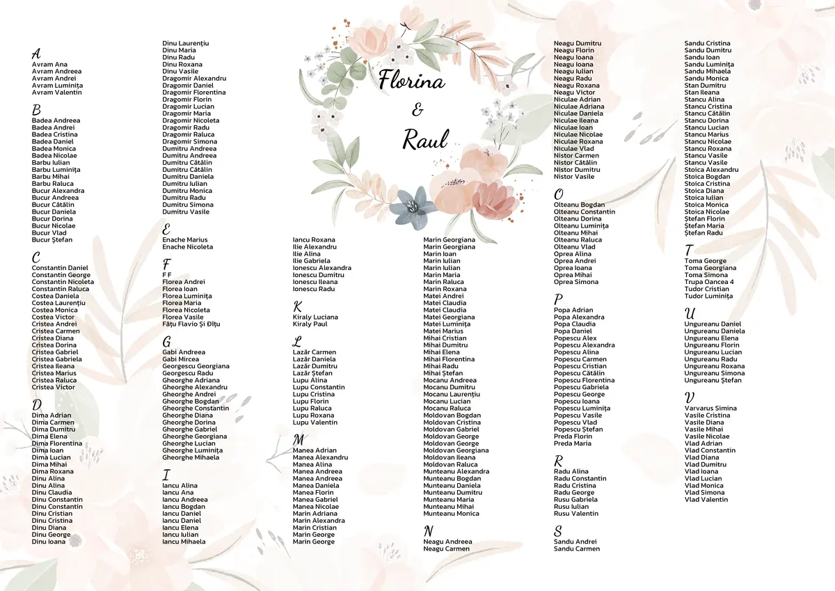 PDF seating chart