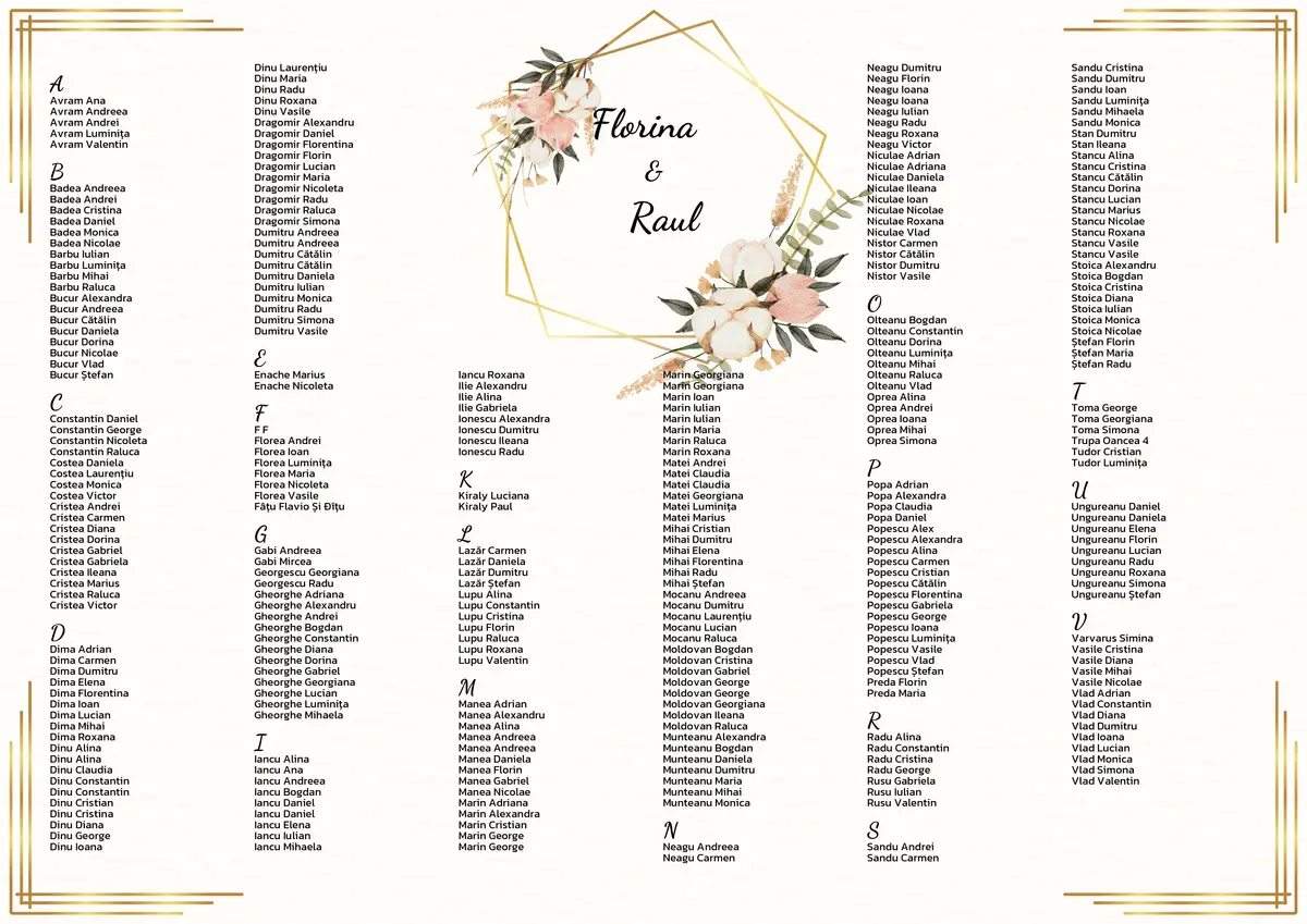 PDF seating chart