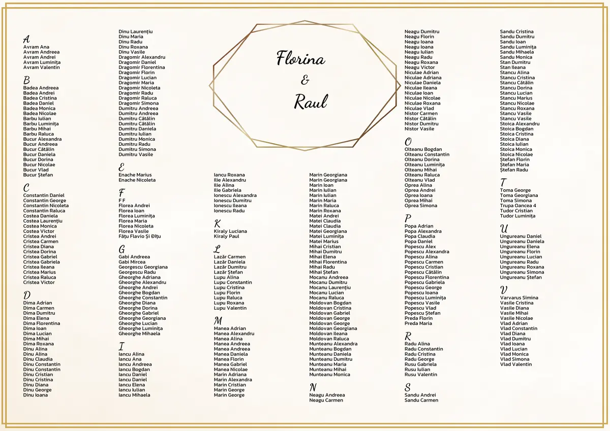 PDF seating chart