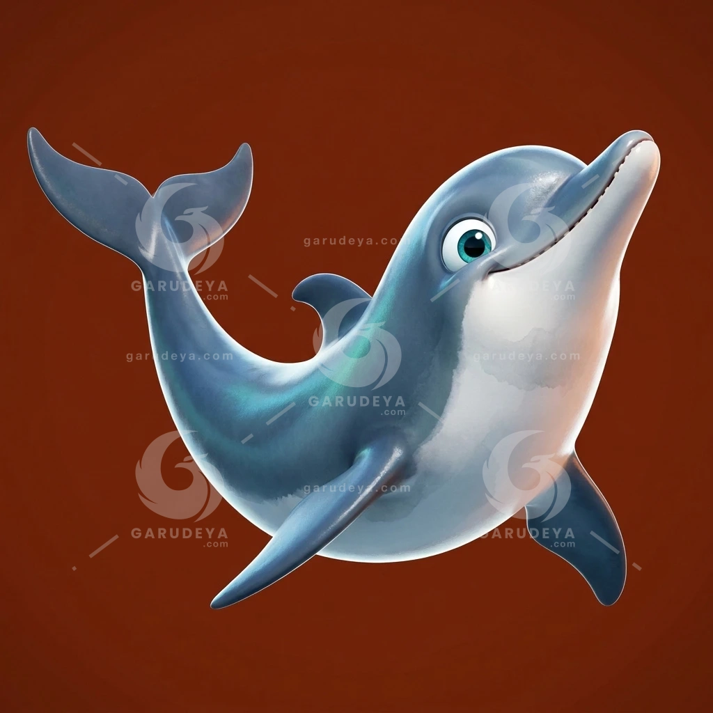 3D Animal Character Excited Dolphin Jumping