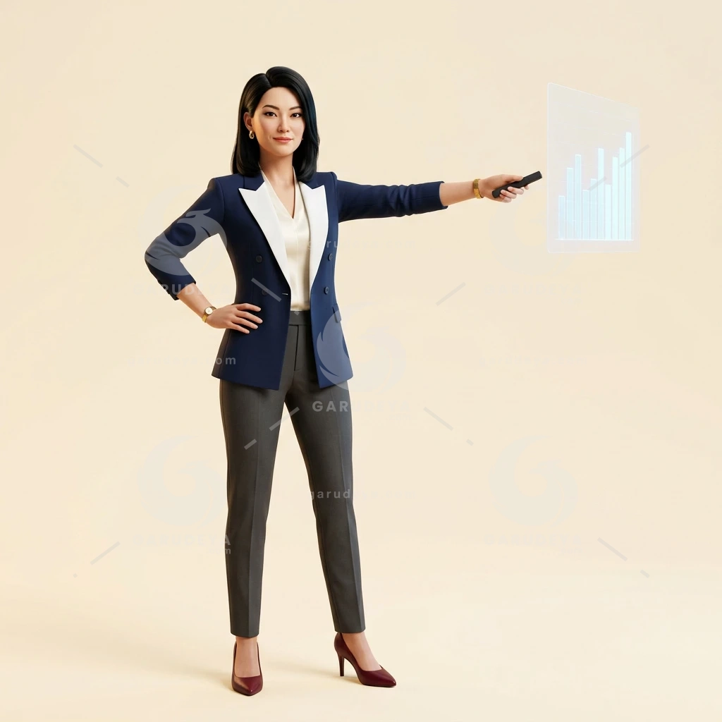3D Business Character Female CEO Presenting