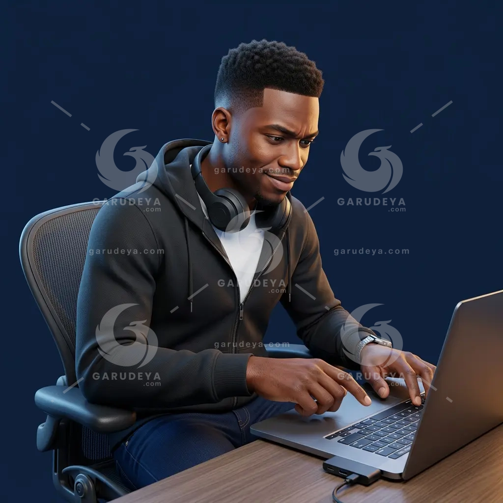 3D Business Character Male Developer Coding
