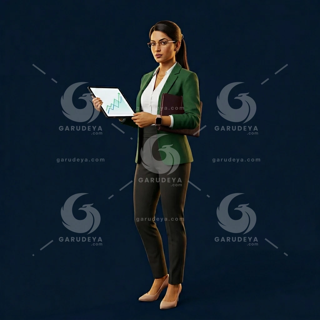 3D Business Character Woman Financial Analyst