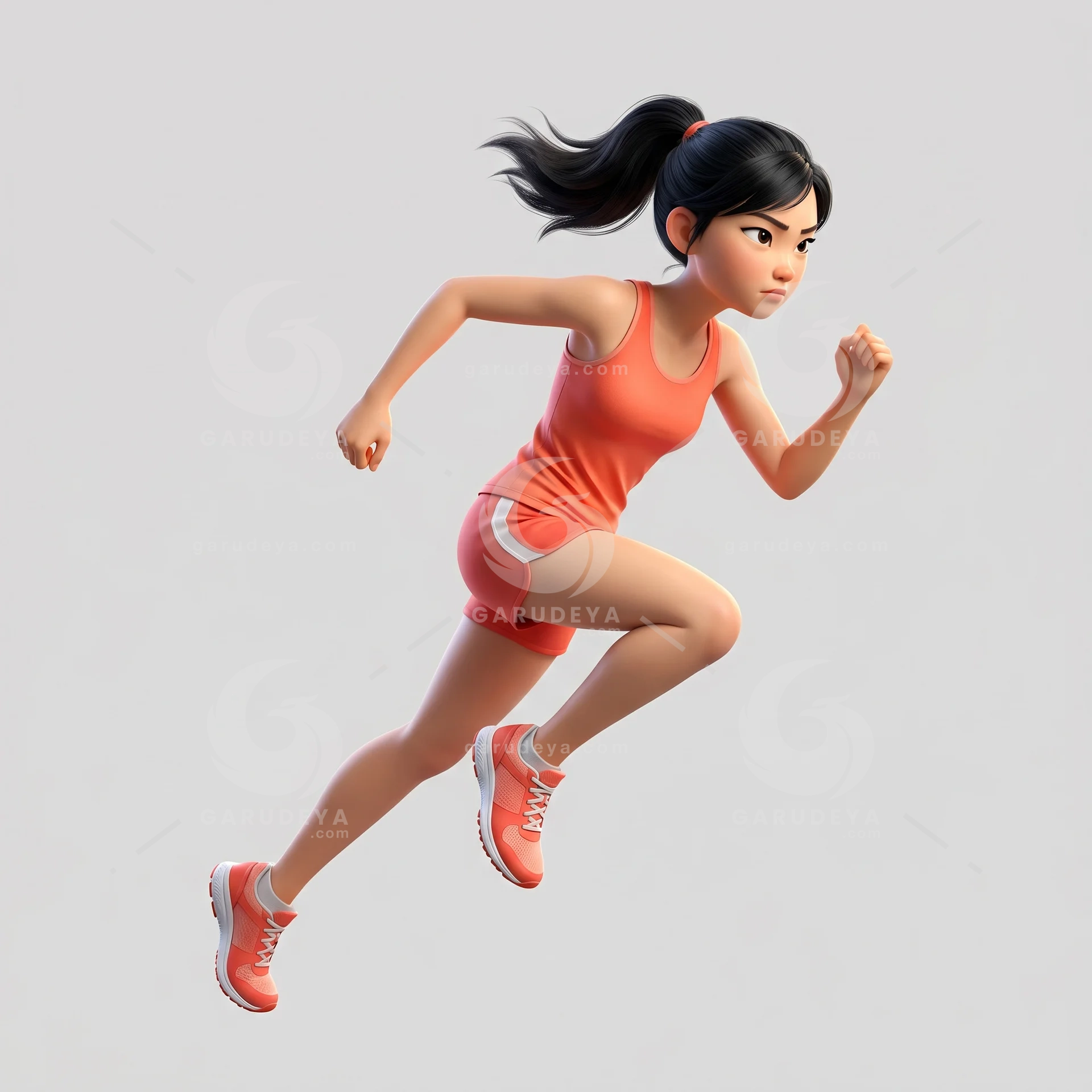 3D Running Character Female Sprint