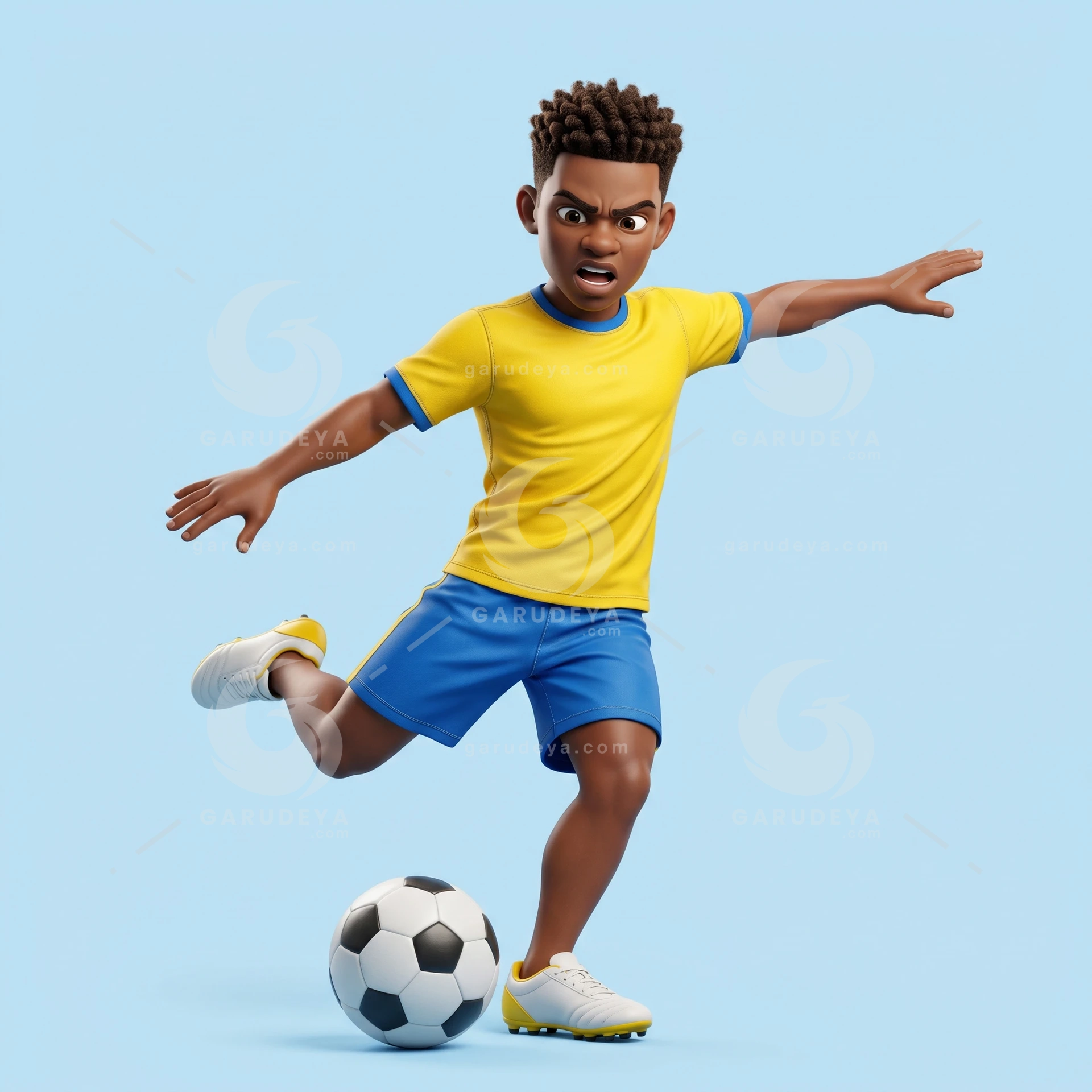 3D Soccer Character Kicking Ball