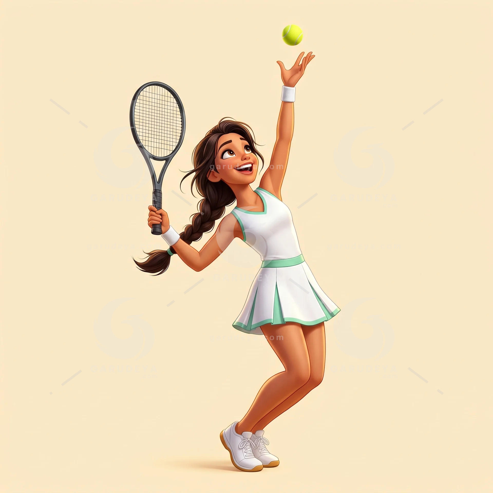 3D Tennis Character Serving