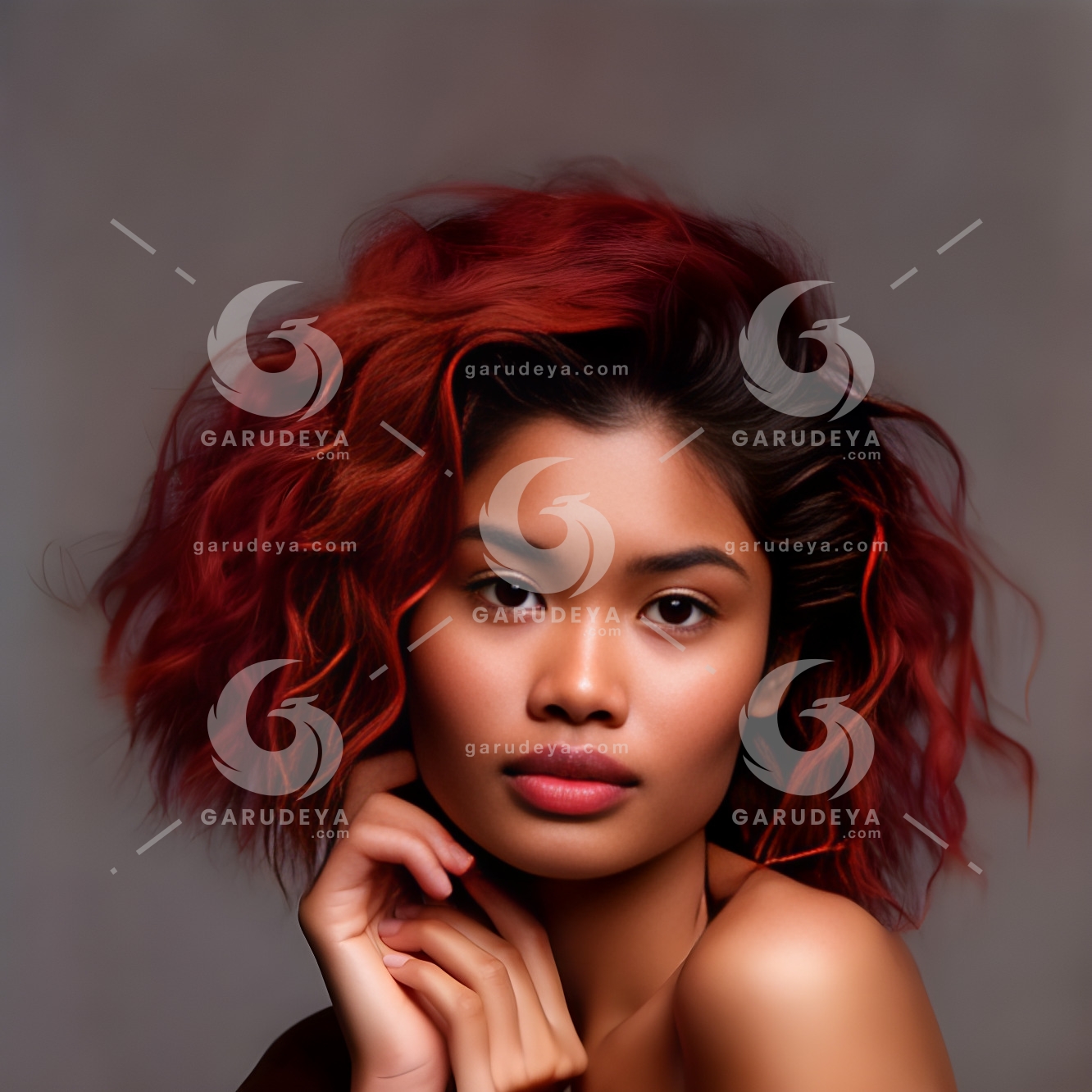 A beautiful woman from the Papua ethnicity with red hair-38429993537