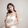 A beautiful young Asian woman wearing a white dress-45406203