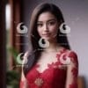 A beautiful young Indonesian girl dressed in a red lace dress kebaya-3122082
