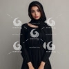 A beautiful young arab woman wearing black color dress-755809253