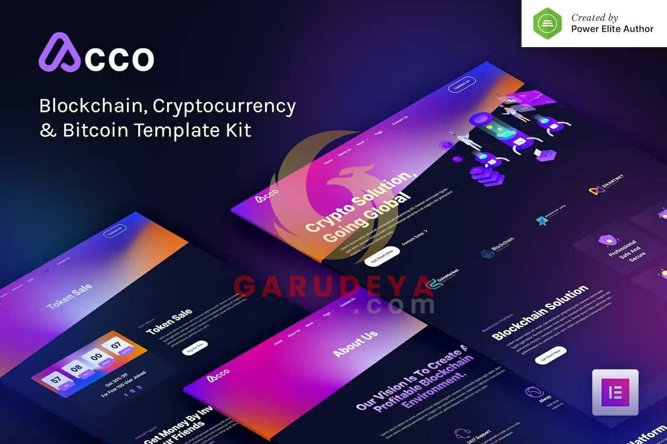 Acco – Blockchain Cryptocurrency & Bitcoin Elementor Template Kit