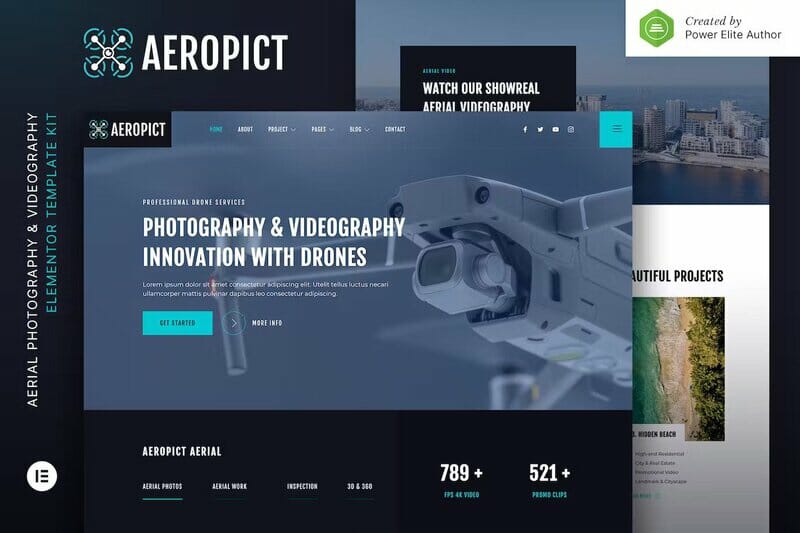 Aeropict – Drone Aerial Photography & Videography Elementor Template Kit