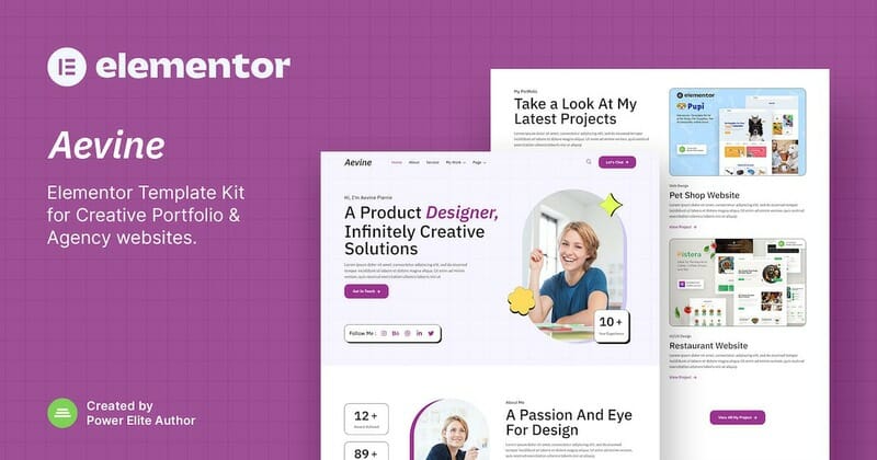 Aevine – Creative Portfolio & Agency Elementor Template Kit