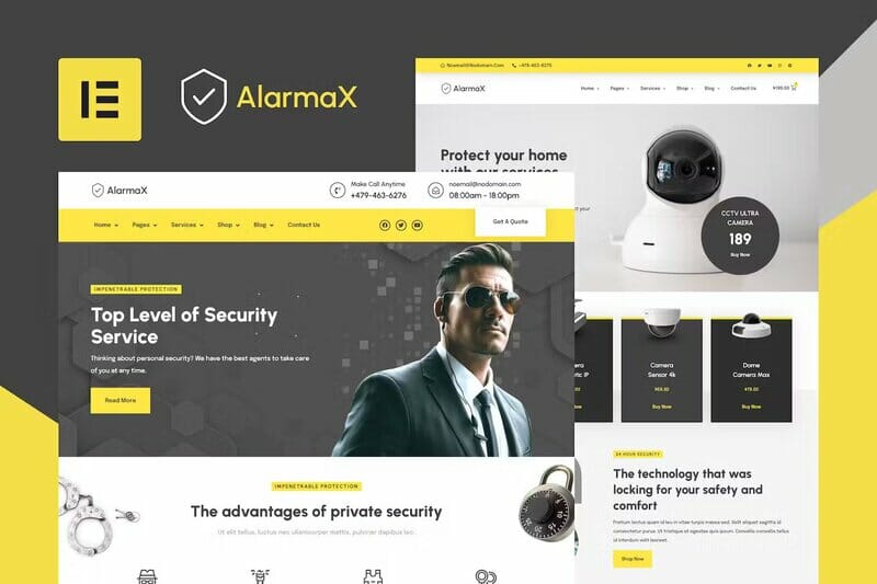 Alarmax – Security Services & Alarm Installation Elementor Template Kit