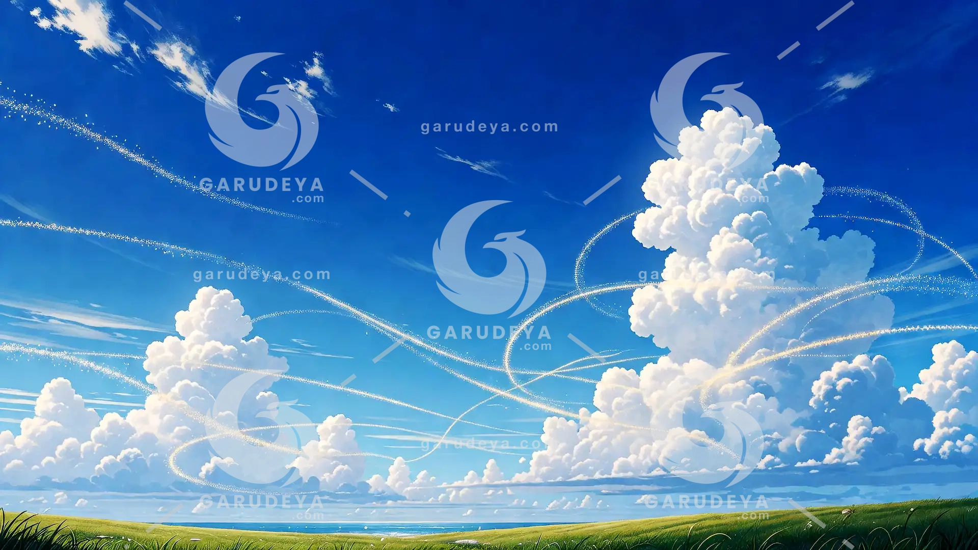 Anime Blue Sky Wallpaper With Wind Trails