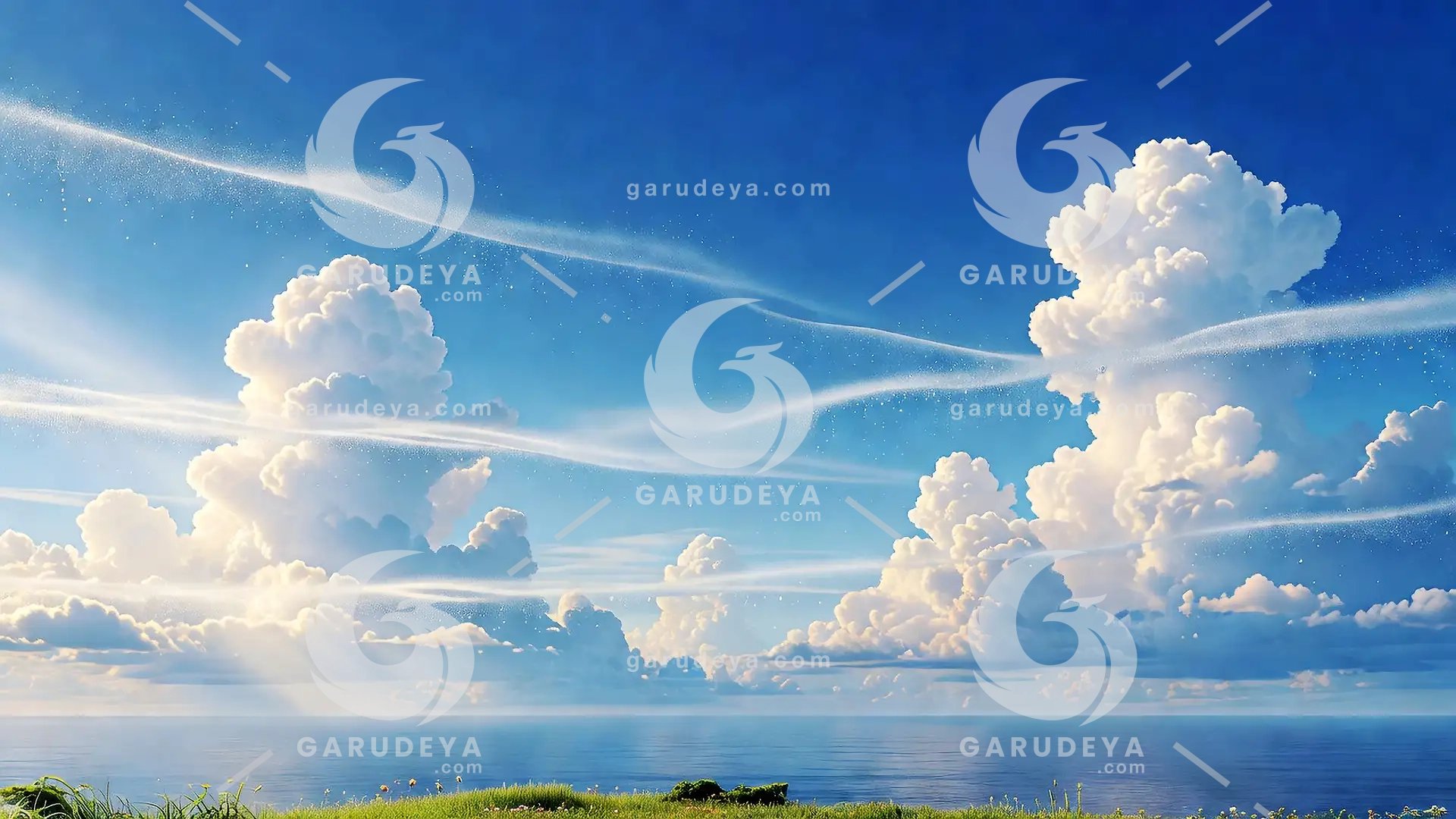 Anime Sky Background With Floating Dew Mist