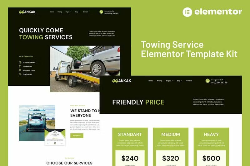 Ankak – Towing Services Elementor Pro Template Kit