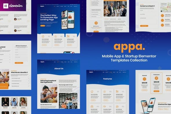 Appa – Mobile App & Startup Elementor Template Kit